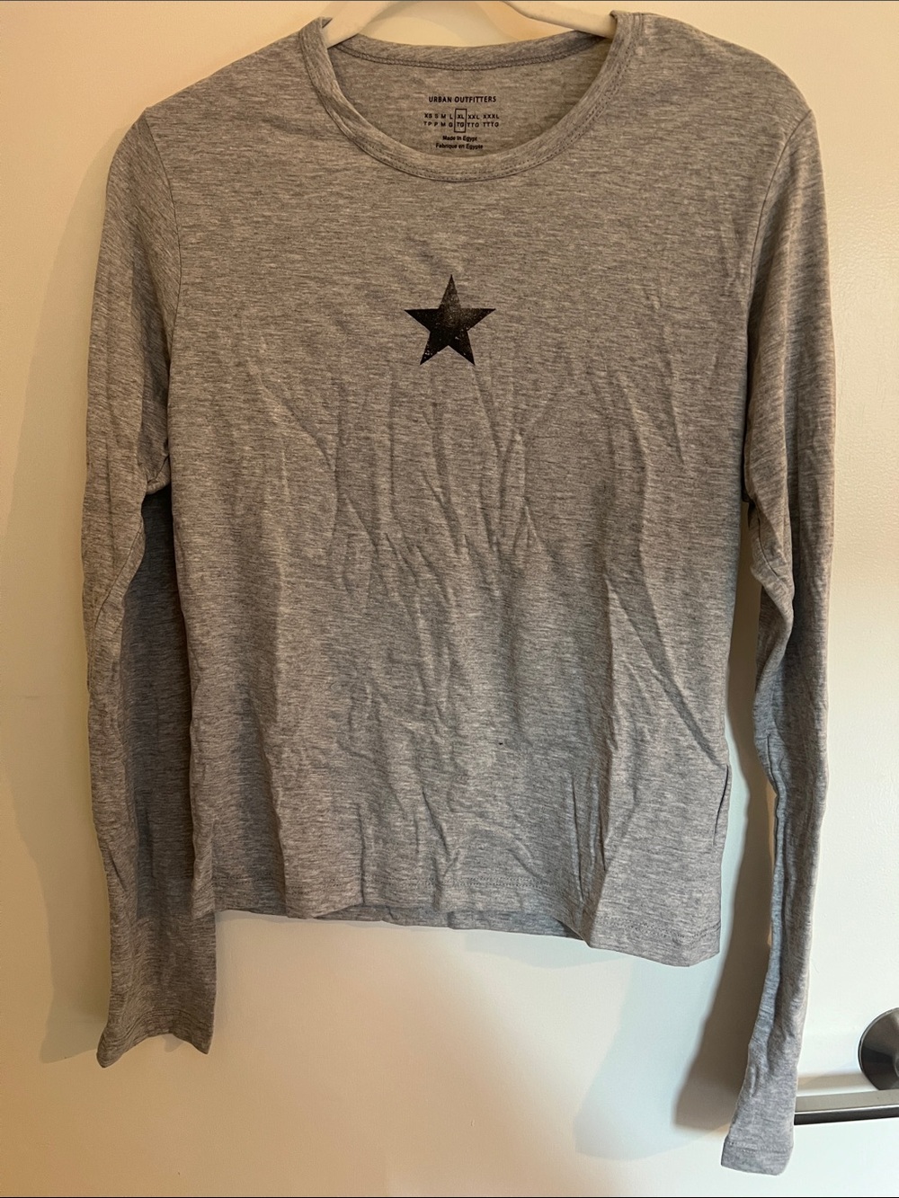 Urban Outfitters Gray Long-Sleeve Tee with Black Star